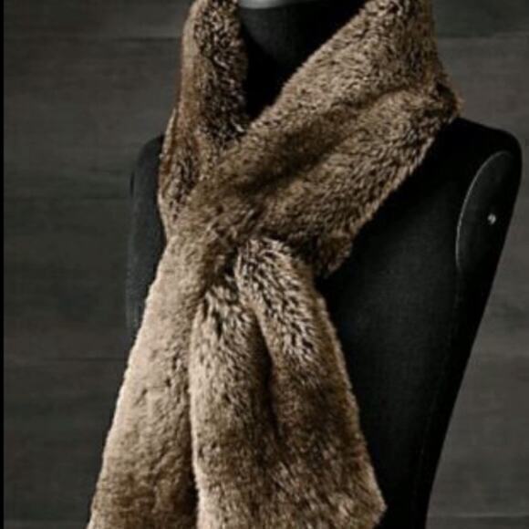 ▶️ Restoration Hardware ◀️ Mink Luxe Vegan Fur Scarf - Picture 1 of 9